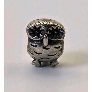 Pandora Owl Charm 925 ALE Sterling Silver Bird Bead Eyes Wide Open